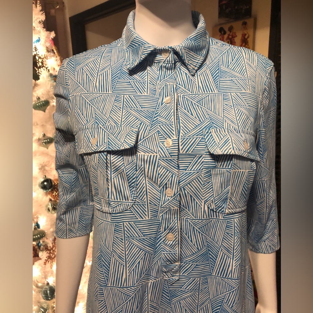 Blue Patterned Shirt Dress by Persifor